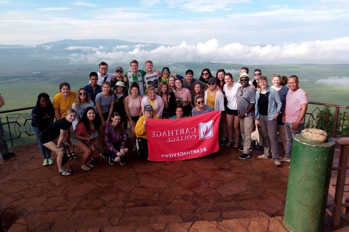 Carthage students on a j项 study tour in Tanzania.